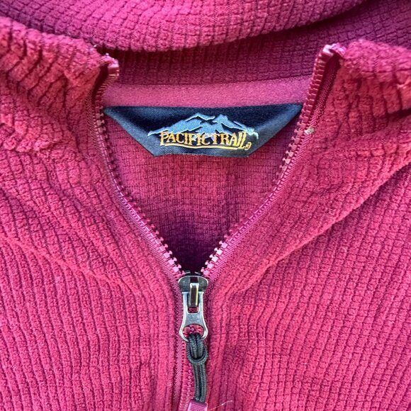 Vintage Pacific Trail Maroon Red Pull Over Long Sleeve Mens Shirt Size L - Picture 7 of 10